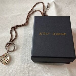 Betsey Johnson Gold and Red Polka Dot Heart Necklace